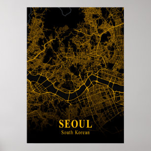 Söul - Sydkoreas Guld City Karta Poster