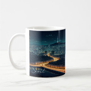 Söul Sydkoreas nattvy Kaffemugg