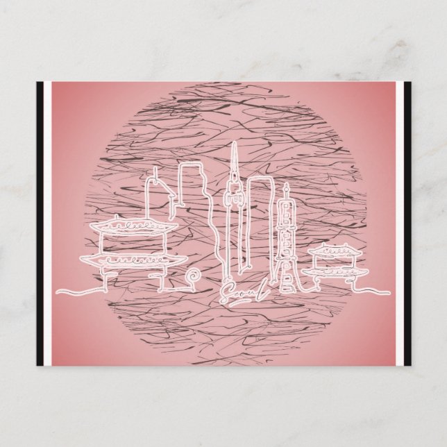 Söul Sydkoreas Rosa City Skyline Travel Vykort (Framsida)