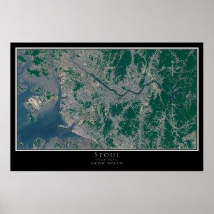 Söul Sydkoreas satellit Poster Karta