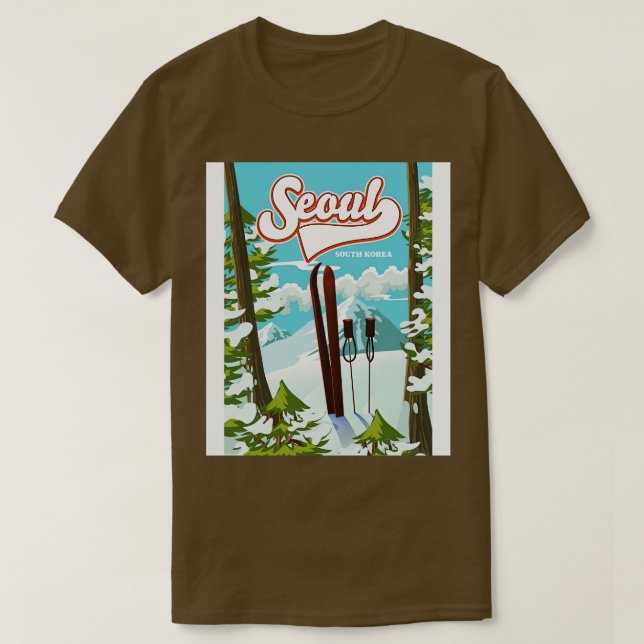 Söul Sydkoreas skidreseaffisch T Shirt (Design framsida)
