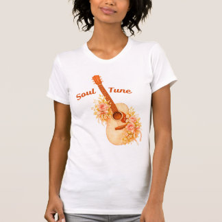Soul Tune Vintage Boho Guitar Watercolor Floral T- T Shirt
