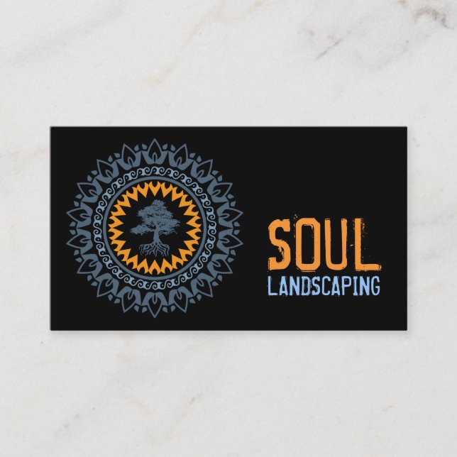 SoulBonzai för svart blått orange träd Visitkort (Framsida)