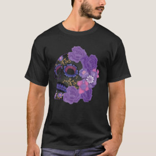 Souldag Muertos Day of Dead Lila Blommigt Sugar T Shirt