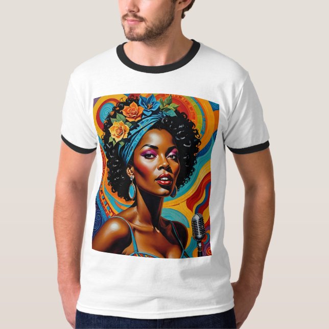 Soulful Afrocentric Jazz Singer Tshirt T Shirt (Framsida)