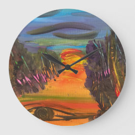 Soulful Horizon Hand Painted Design  Stor Klocka