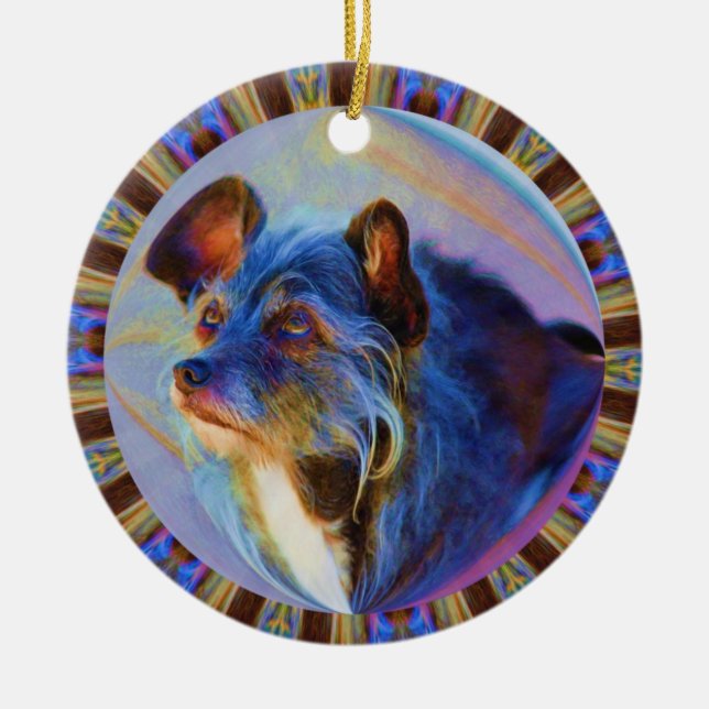 Soulful Ögon Terrier Hund Art Ornament (Framsidan)