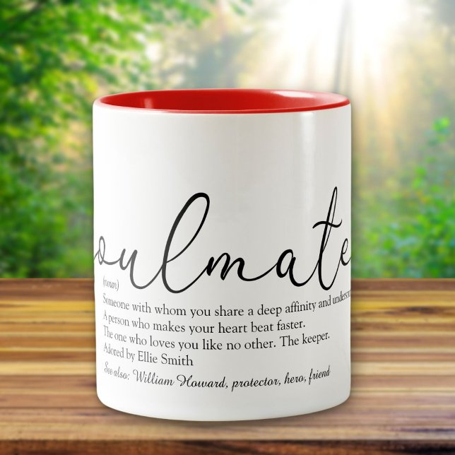 Soulmate Definition Skript Kärlek Hjarta Två-Tonad Mugg (Soulmate Definition Script Love Heart Two-Tone Coffee Mug)