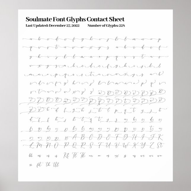 Soulmate Font Glyphs Contact Lakan Poster (Framsidan)