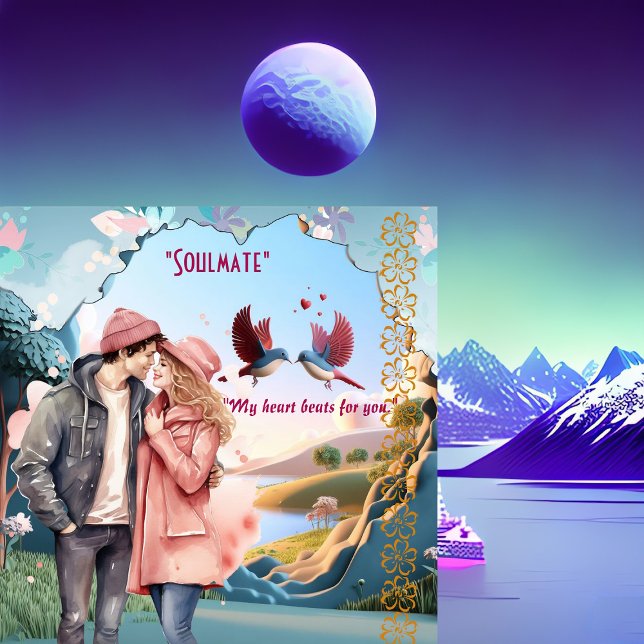 Soulmate Lovebird par Romantic Quote Valentine (Soulmate Lovebirds Couple Romantic Quote Valentine Card)