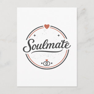 Soulmate Retro Kärlek Minimal(Ljus) Matchande Par Vykort