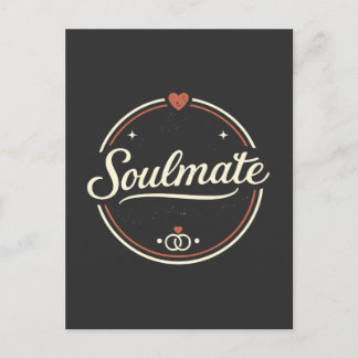 Soulmate Retro Kärlek Minimal (Mörk) Matchande Par Vykort