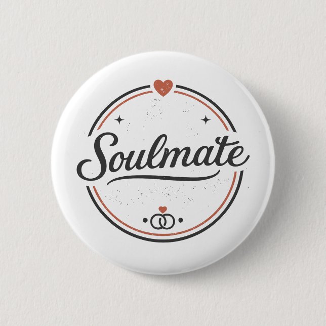 Soulmate Retro Love Minimal(Light) Couple Matching Knapp (Framsida)