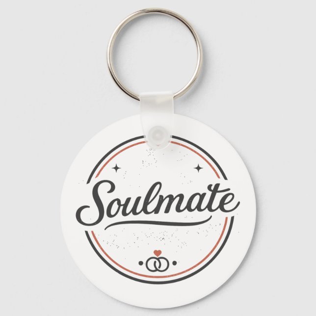 Soulmate Retro Love Minimal(Light) Couple Matching Nyckelring (Framsida)