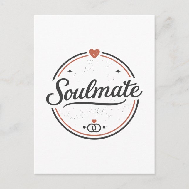 Soulmate Retro Love Minimal(Ljus) Matchande Par Vykort (Framsida)