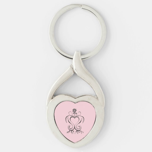 Soulmate Union Hjärtnyckelring Twisted Heart Silverfärgad Nyckelring (Framsidan)