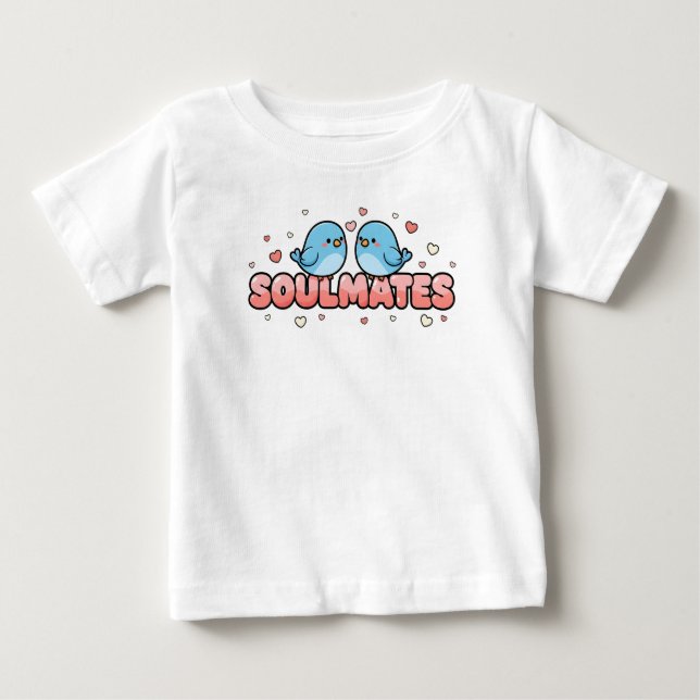 Soulmates: Kawaii Bluebirds Pastel Love T Shirt (Framsida)