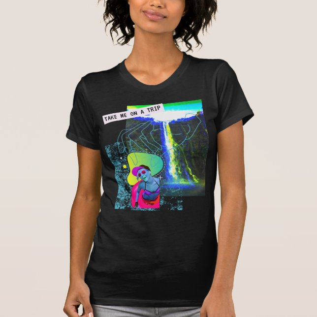 Soultrip Trip Wasserfall Glitch Fun Vaporwave God T Shirt (Framsida)