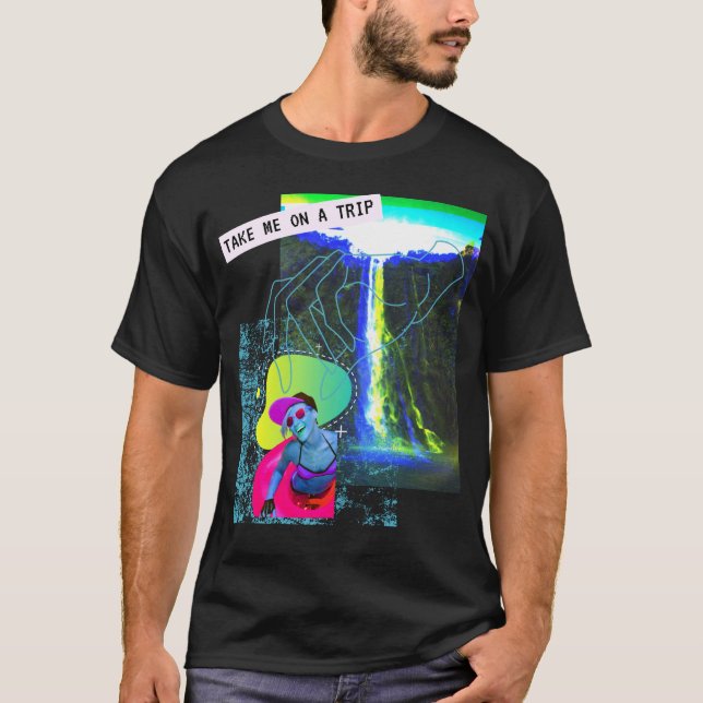 Soultrip Trip Wasserfall Glitch Fun Vaporwave God T Shirt (Framsida)