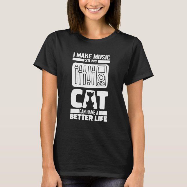 Sound Engineer Cat Producer - Studio Audio Enginee T Shirt (Framsida)