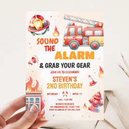 Sound the Alarm Fire Truck Birthday Inbjudningar
