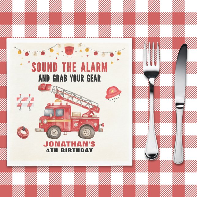 Sound the Alarm! Firefighter Birthday Boy Party Pappersservett (Skapare uppladdad)