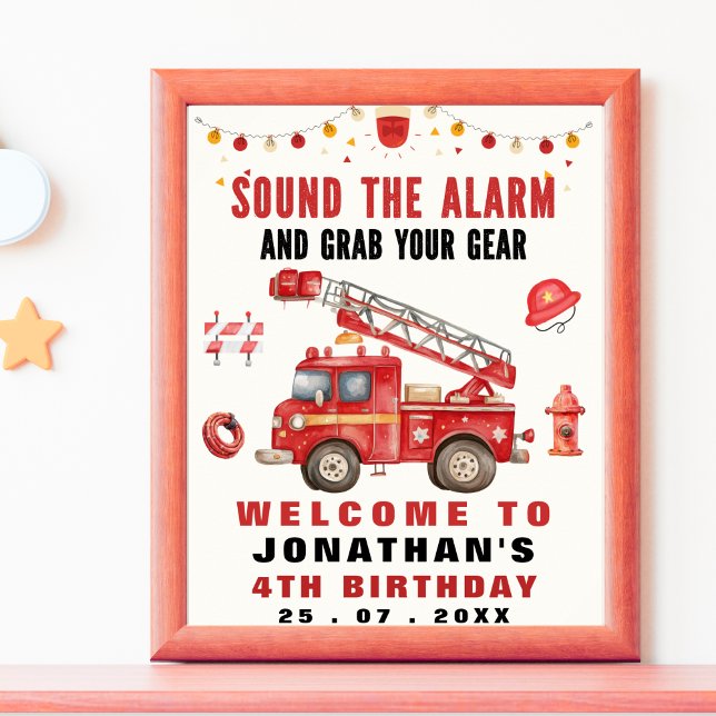 Sound the Alarm! Firefighter Birthday Boy  Poster (Skapare uppladdad)