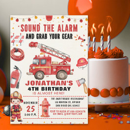 Sound the Alarm! Firefighter Birthday for Boys Inbjudningar