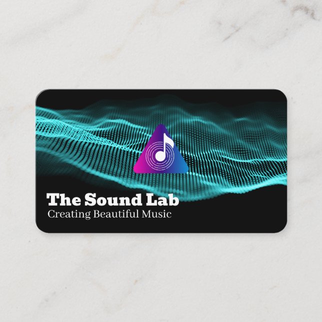 Sound Waves | Music Note Logo Visitkort (Framsida)