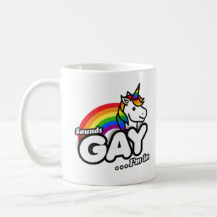 Sounds Gay I'm In - Söt Enhörning Regnbåge Kaffemugg
