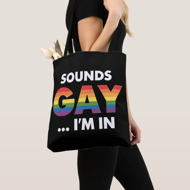 Sounds Gay, jag är regnbåge HBTQ-stolt Tygkasse (Närbild)