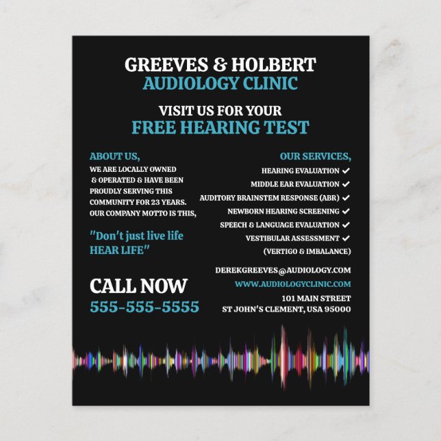 Soundwave Design, Audiolog, Audiology Clinic Flygblad (Framsidan)