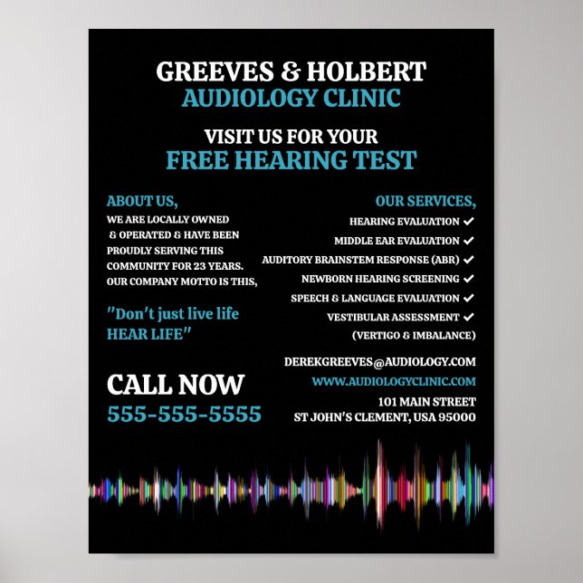Soundwave Design, Audiolog, Audiology Clinic Poster (Framsidan)