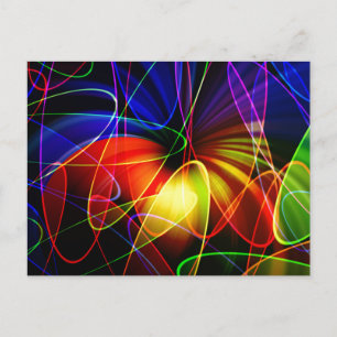 Soundwaves Neon Fractal Vykort