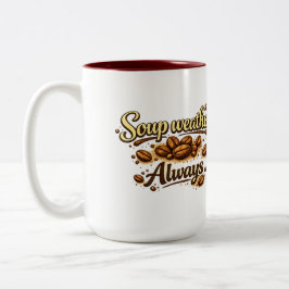 Soup Weather Always — Coffee Bean Script Mug Två-Tonad Mugg