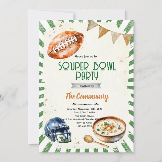 SOUPer Bowl Party Invitation Inbjudningar (Framsida)