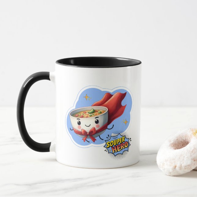 Souper Hero, Superhjälte Soppa Puns | Mugg (Med munk)
