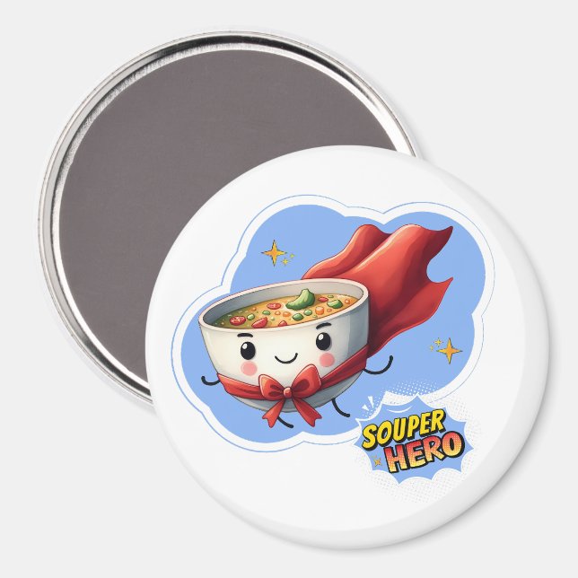 Souper Hero, Toppen Hero Soppa Pun | Magnet (Front/Back)