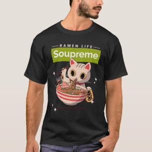 Soupreme - Bra Soppa - Cat Eating Ramen Noodles T Shirt