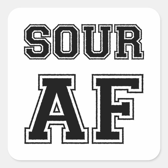 SOUR AF FYRKANTIGT KLISTERMÄRKE (Framsida)