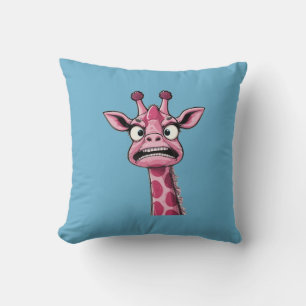 Sour Ansikte Rosa Giraffe Kudde