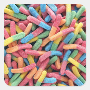 Sour Gummy Mask Fyrkantigt Klistermärke
