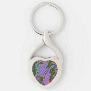 Sour Marble Twisted Heart Silverfärgad Nyckelring