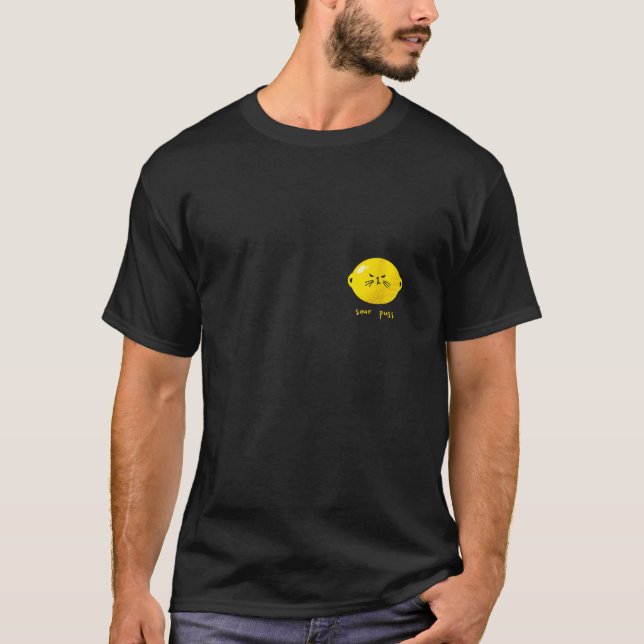 Sour Puss Cat Face On Lemon Cute Grumpy Sourpuss C T Shirt (Framsida)