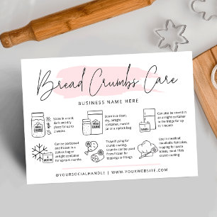 Sourdough Bread Crumbs Care Guide Rosa Watercolor Visitkort