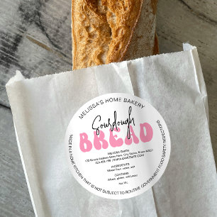 Sourdough Bread Retro Rosa Groovy Cottage Law Runt Klistermärke