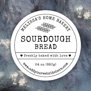 Sourdough Bread Rustic Vintage Simple Bakery Label Runt Klistermärke