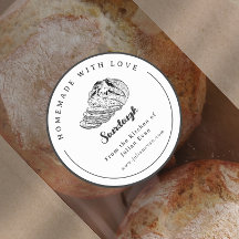 Sourdough-etikett för svart och vitt homemade