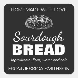 Sourdough Homemade Items Label Fyrkantigt Klistermärke