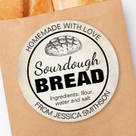 Sourdough Homemade Items Label SD01_01rd Runt Klistermärke